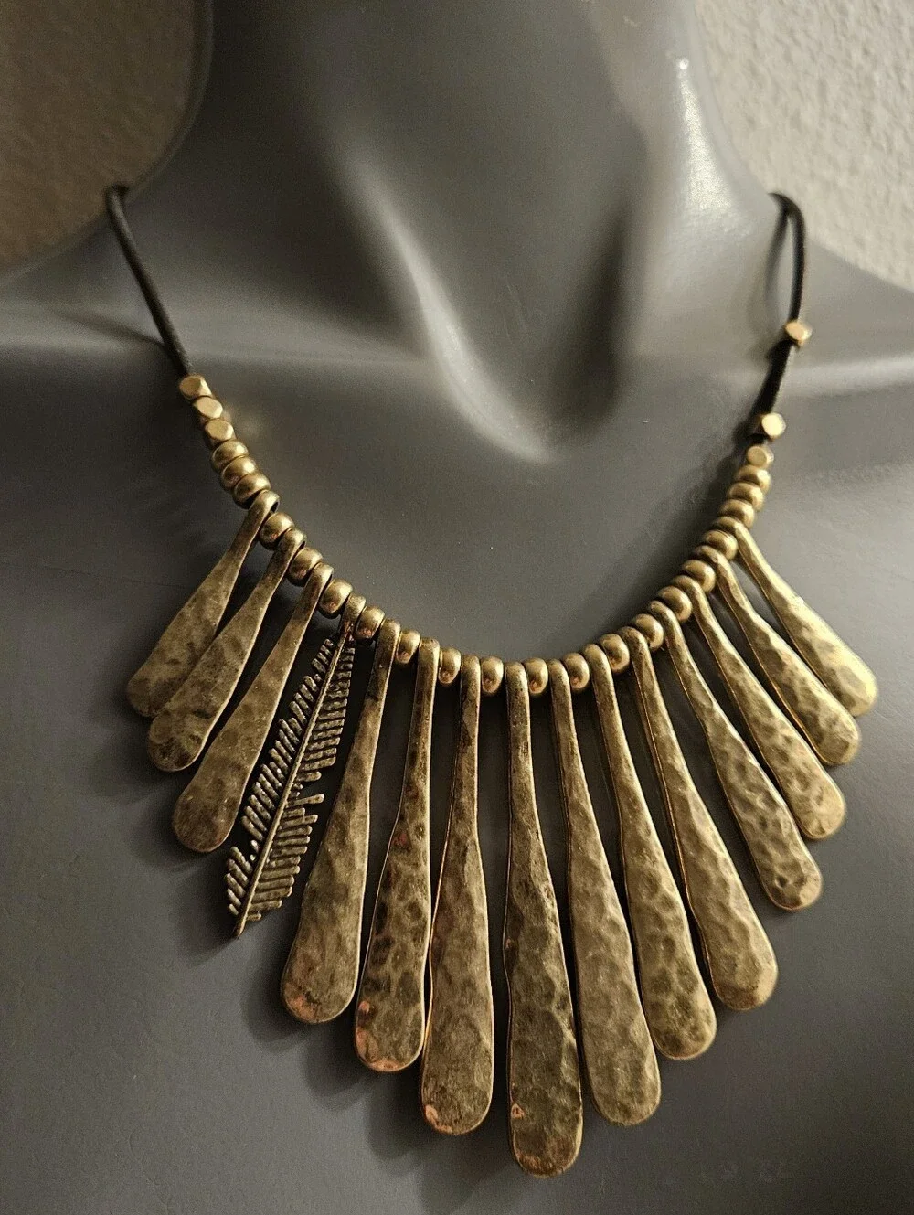 Lucky Brand Goldtone, hammered brass statement necklace 35